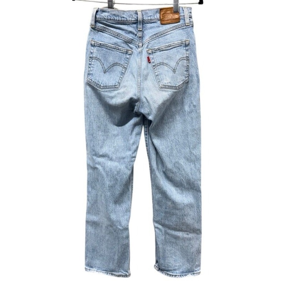 Levis Premium Ribcage Straight Jeans Light Wash Denim High Rise Size 26 - Picture 2 of 12